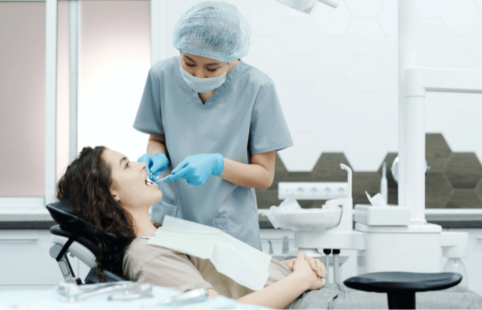 woman having a dental check up